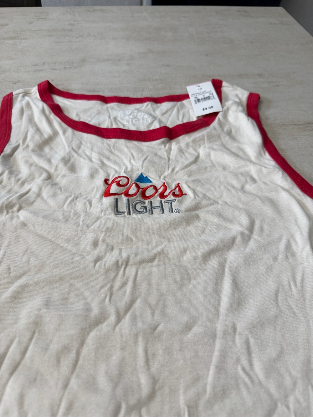 Coors Light Women's Cream Tank Top with Red Trim